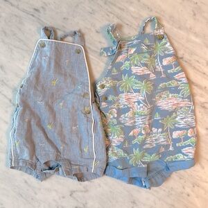 Janie and Jackie, Baby Boy Blue Overalls, 6 - 12 M, Set of 2
